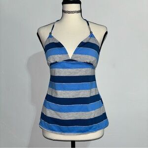 Mudd Y2K Metallic Stripe Halter Top L